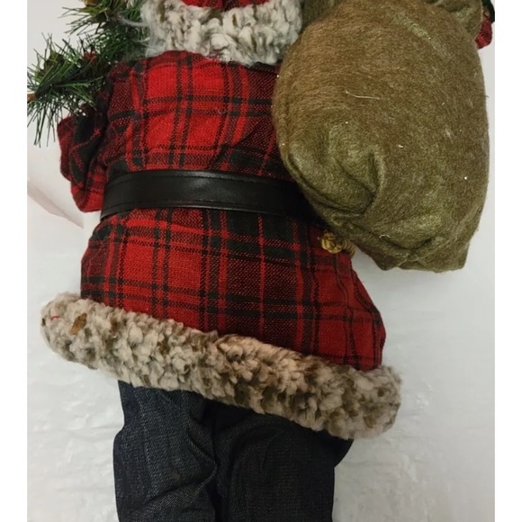 All 3 Merry Brite 18" Santa Figurine Holding Staff & Sack Country Farmhouse Doll - Picture 7 of 15